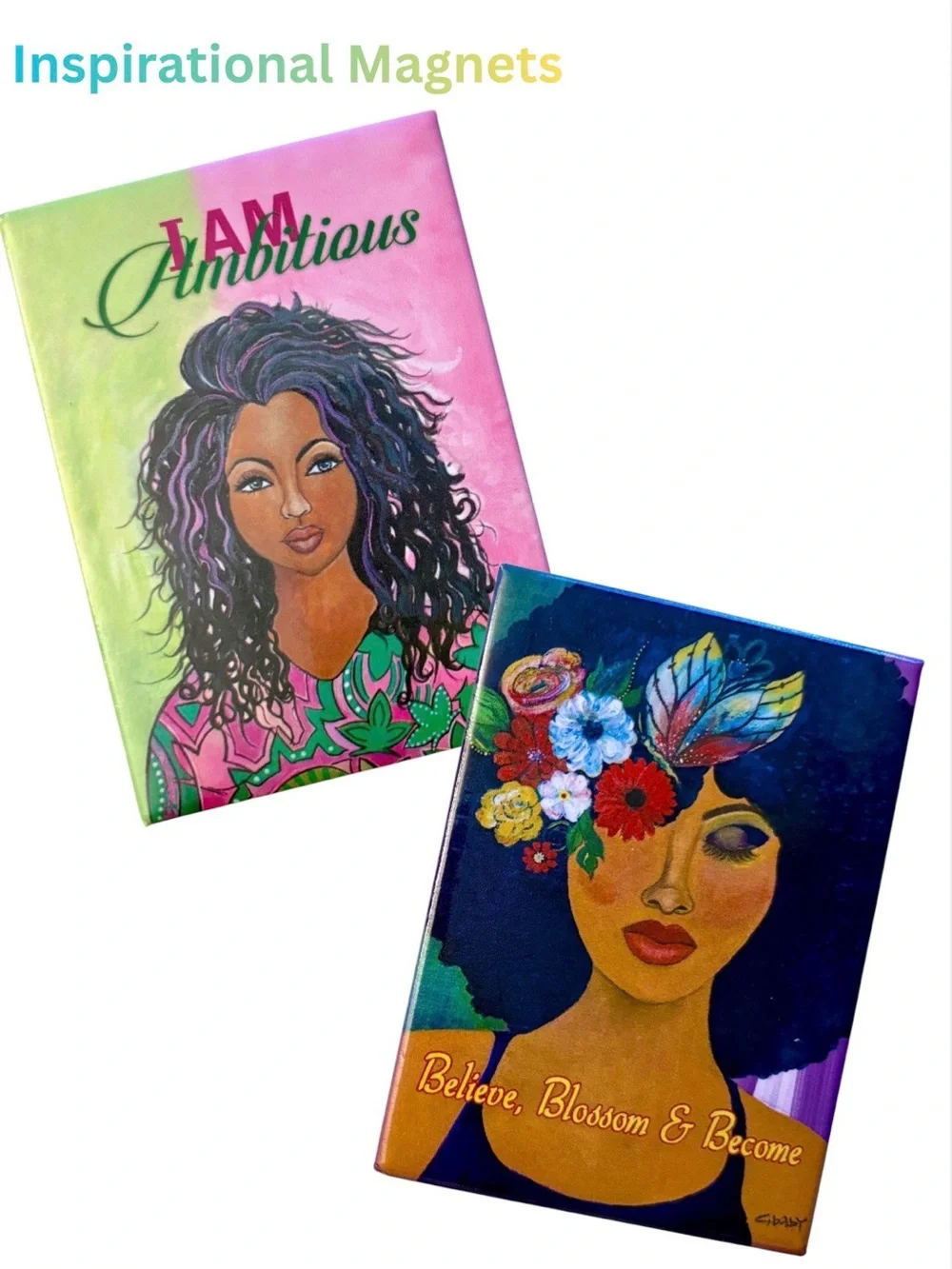 MAGNETS: Colorful Inspirational Magnet Set w/Afrocentric Designs, EUC